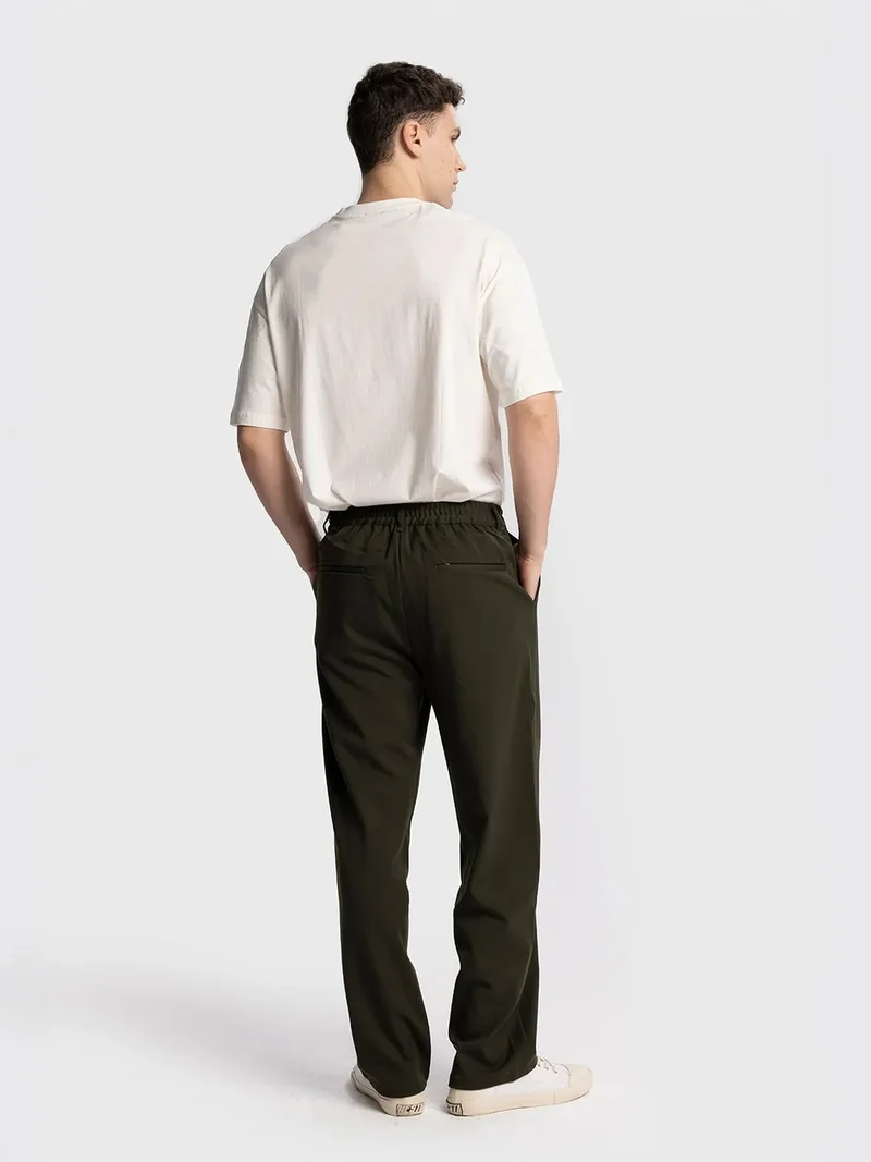 Giesto Khaki Green GIESTO Pleated Straight Leg Pants for Men | Best Price UAE